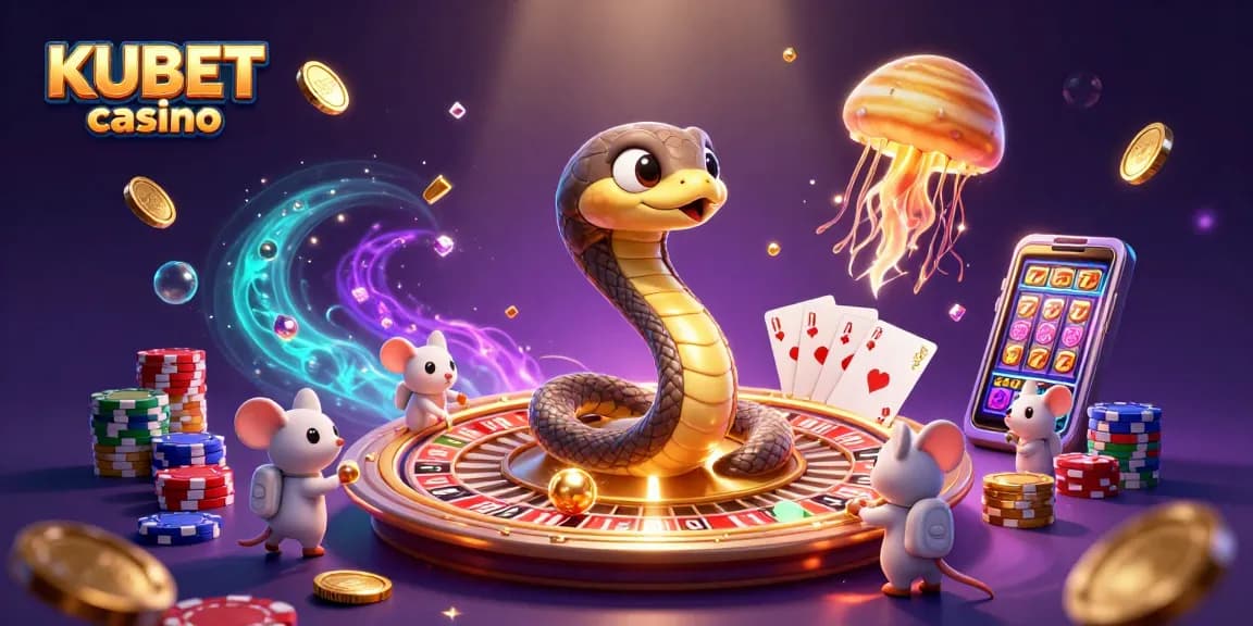 KUBET casino cocreates an engaging gaming atmosphere with astronaut mice betting on a cosmic roulette wheel.