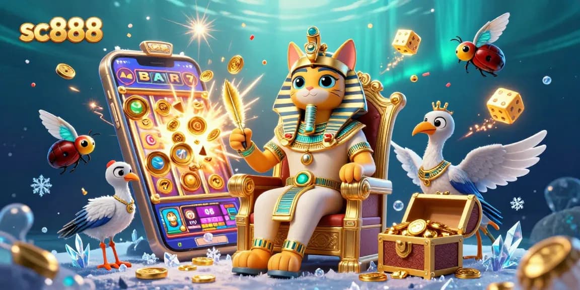 Spin the reels in a vibrant sc888 casino scene bursting with excitement and golden treasures.