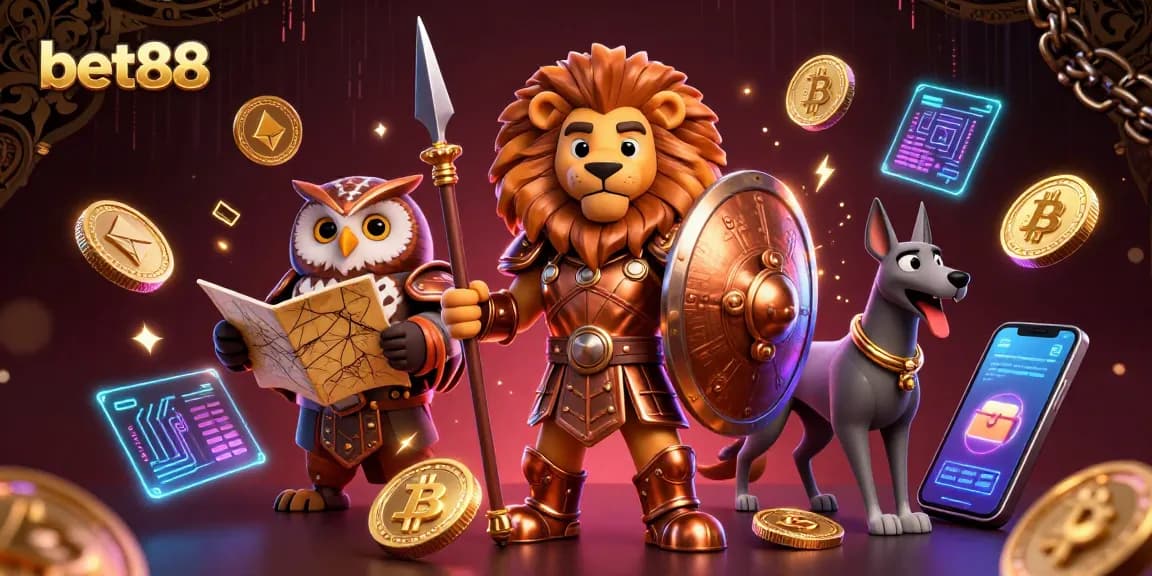 Experience the excitement of betting at bet88 with this vibrant 3D casino illustration featuring classic symbols.