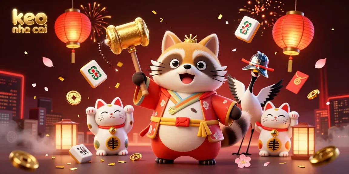Experience thrilling actions at keo nha cai with festive characters and dynamic casino imagery.