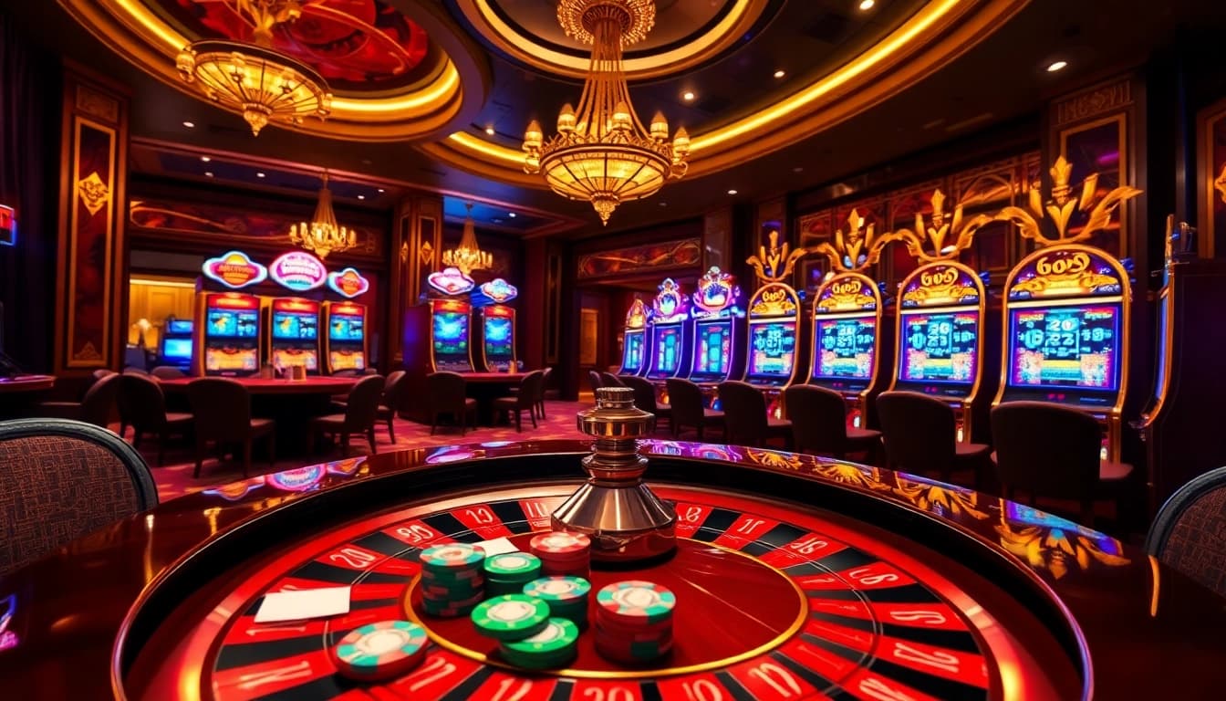 Experience thrilling wins at new88 with a vibrant casino featuring roulette and slot machines.