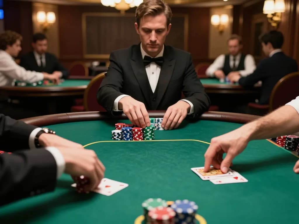 33winvn poker players engaged in a strategic showdown with chips stacked high.