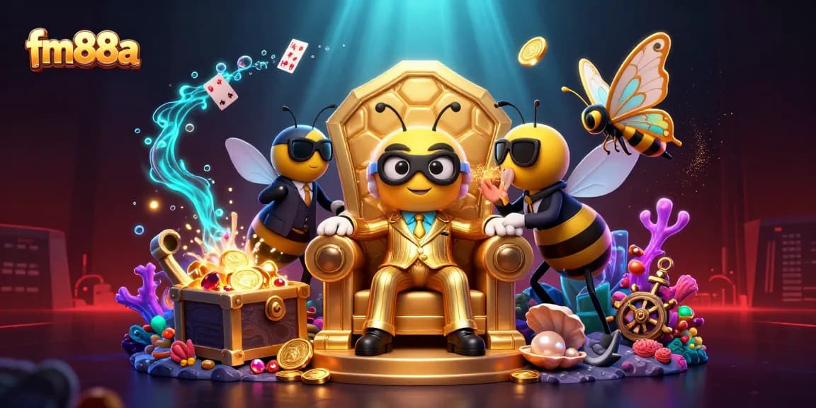 fm88a showcases a colorful 3D illustration featuring vibrant casino action elements amidst an engaging gaming scene.