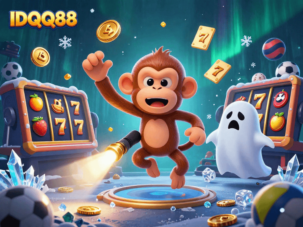 Engage in thrilling gameplay with IDQQ88, showcasing a lively haunted casino scene rich in action and excitement.