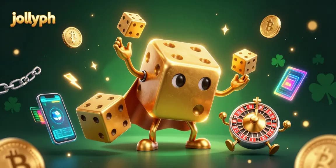 Experience the fun on Jollyph's platform with engaging games and golden dice characters!