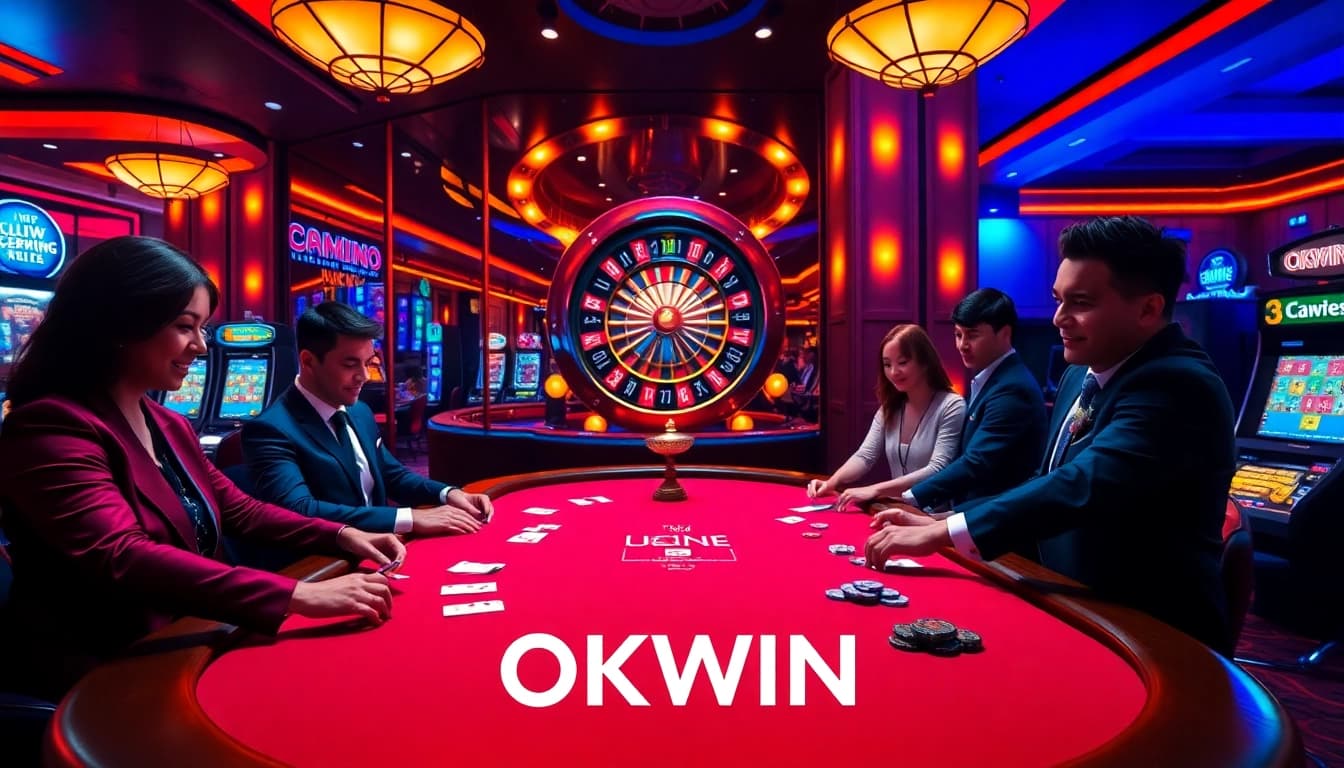 Experience thrilling gameplay at OKWIN's luxurious casino with poker and roulette.