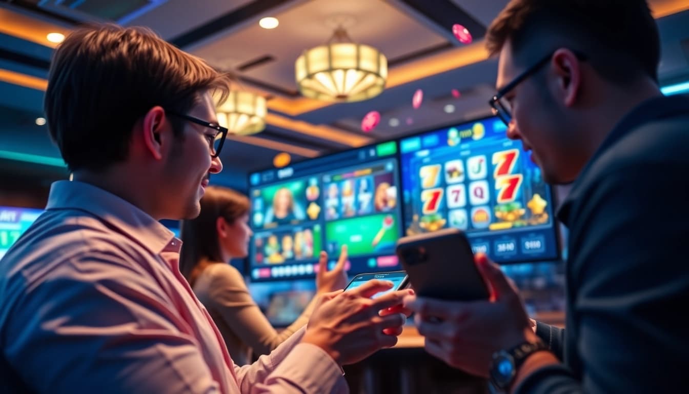 Exciting scene capturing players enjoying games at 77win casino online, displaying engaging gaming interface.