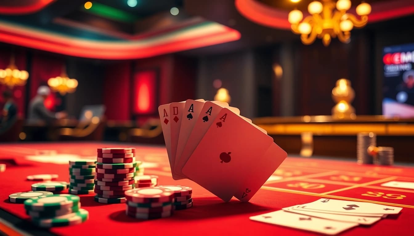 Experience a luxurious betting scene at nhà cái mm88 with vibrant casino games and poker action.