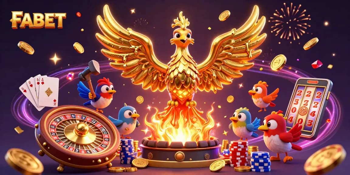 Experience the thrill of FABET with molten golden phoenix and dynamic casino elements.