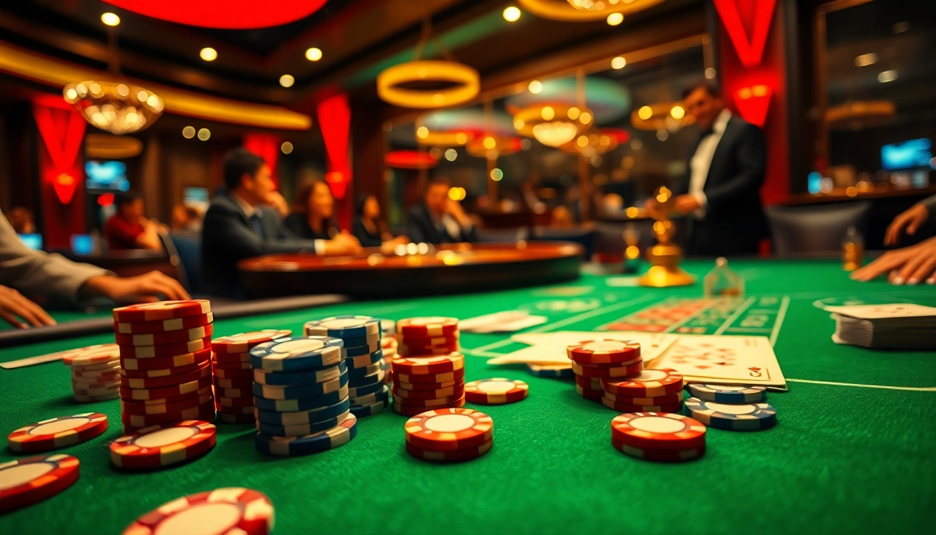 Players betting at a high-stakes table in the vibrant 68VIP casino atmosphere.