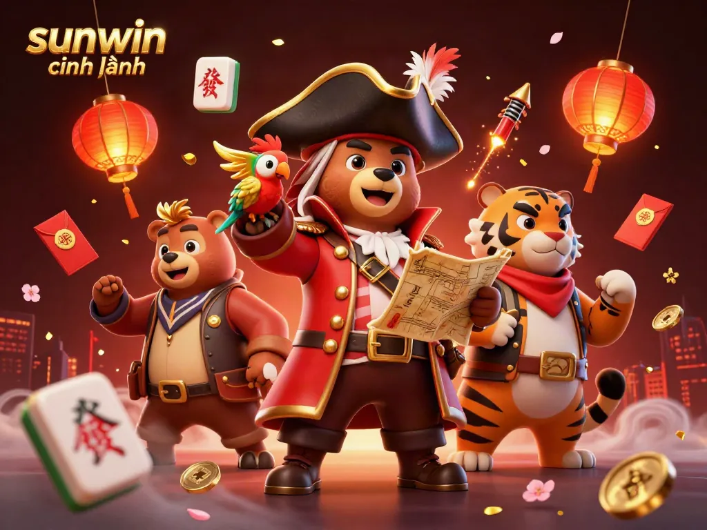 Experience thrilling gaming adventures at sunwin chính hãng with an engaging 3D pirate-themed illustration.
