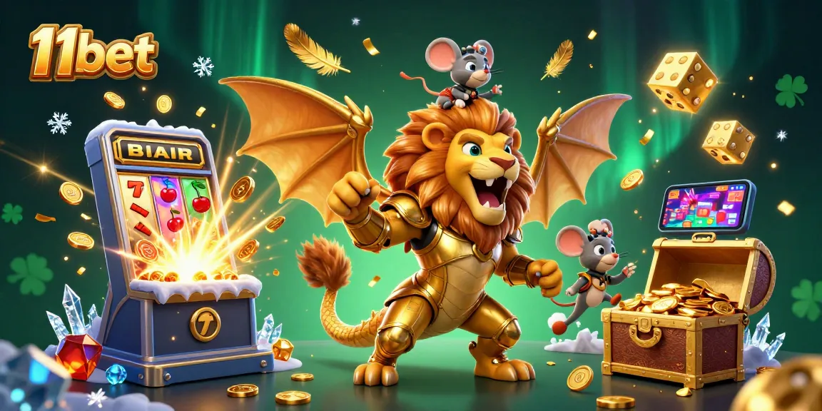 Experience thrilling jackpots with 11bet's vibrant casino adventure illustration