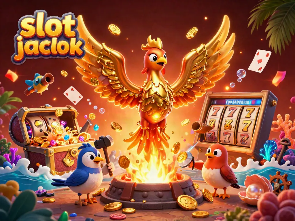 Experience the thrill of a slot jackpot with golden phoenix and vibrant slots in action.