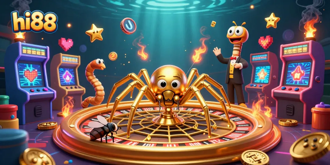 Place bets at Hi88's dynamic casino gaming scene featuring vibrant 3D elements.