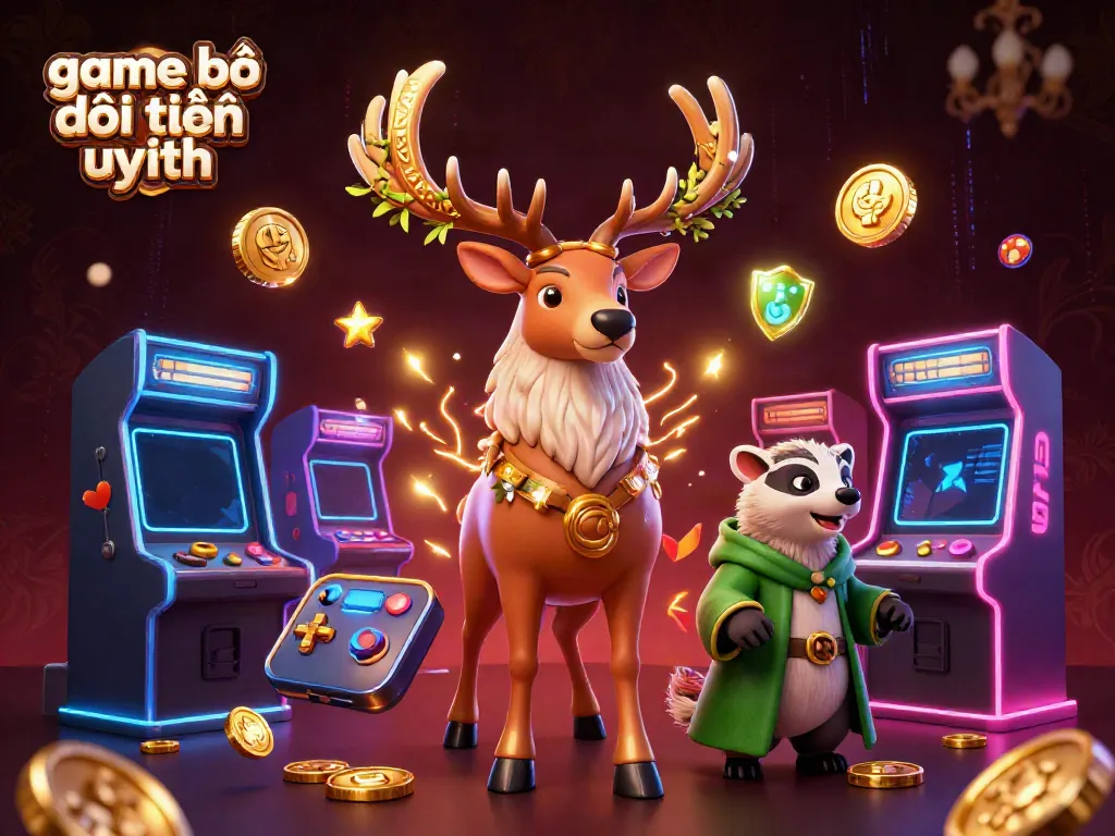 Engage with game bài đổi thưởng uy tín as a druid stag and wise badger explore vibrant casino arcade games.