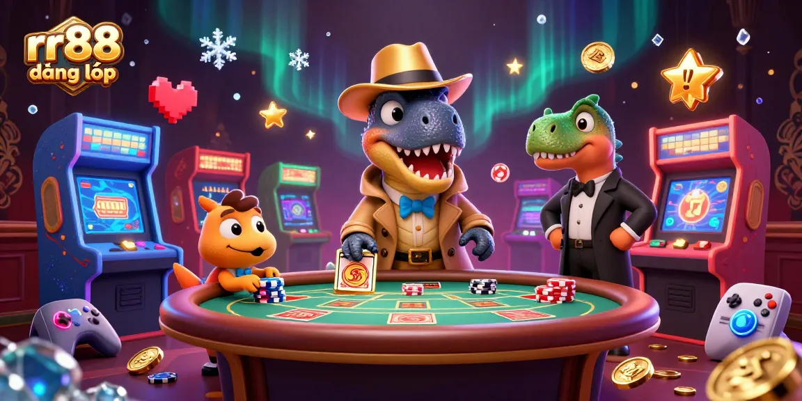 Experience thrilling gaming action at rr88 đăng nhập with vibrant 3D casino illustrations and characters.