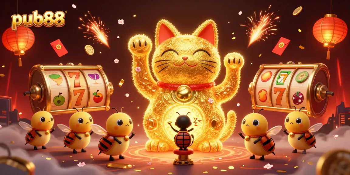 Enjoy vibrant casino adventures at pub88 with golden symbols and lively game elements!