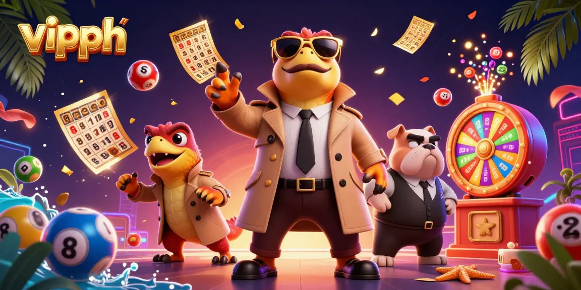 Experience exciting wins with vipph in a vibrant gaming scene featuring raptors and colorful lottery elements