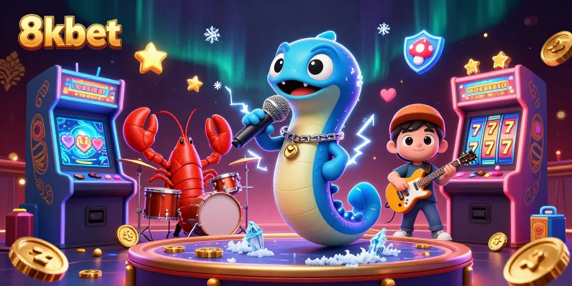 Join the thrilling 8kbet underwater casino performance featuring an electric eel DJ and colorful slot games.