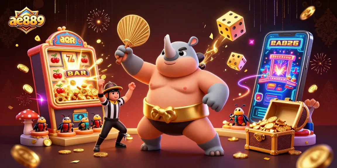 Experience exciting gameplay at ae889 with a vibrant 3D illustration showcasing a casino world filled with thrilling jackpots and fun!